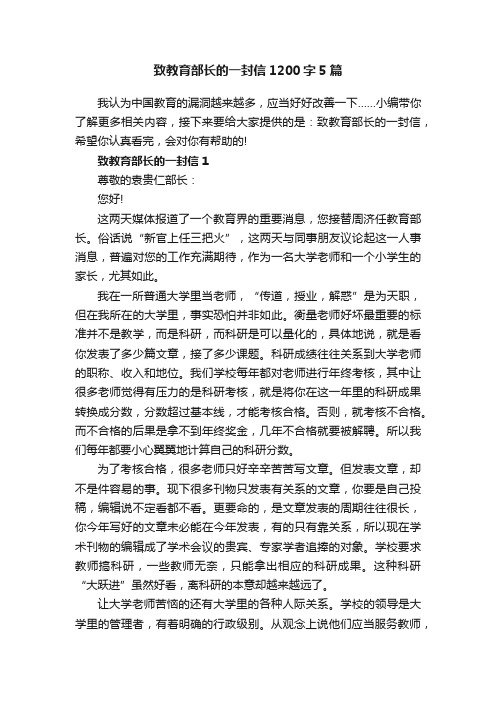 致教育部长的一封信1200字5篇