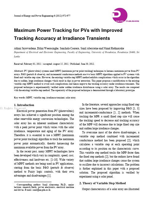 Maximum Power Tracking for PVs with Improved Track