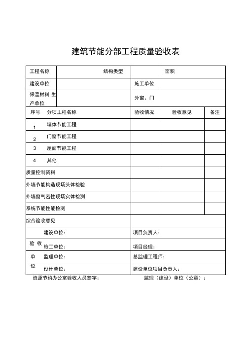 建筑节能分部工程质量验收表汇总