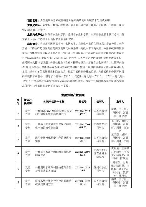 项目名称典型集约种养系统氮磷养分循环高效利用关键技术