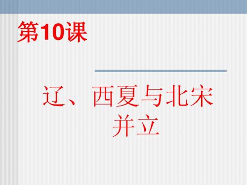 10辽、西夏与北宋并立