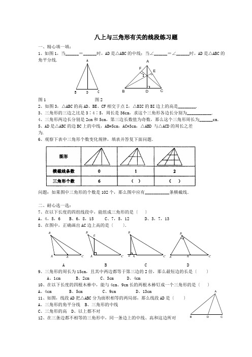 八上与三角形有关的线段练习题