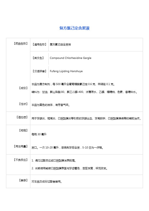 复方氯己定含漱液说明书