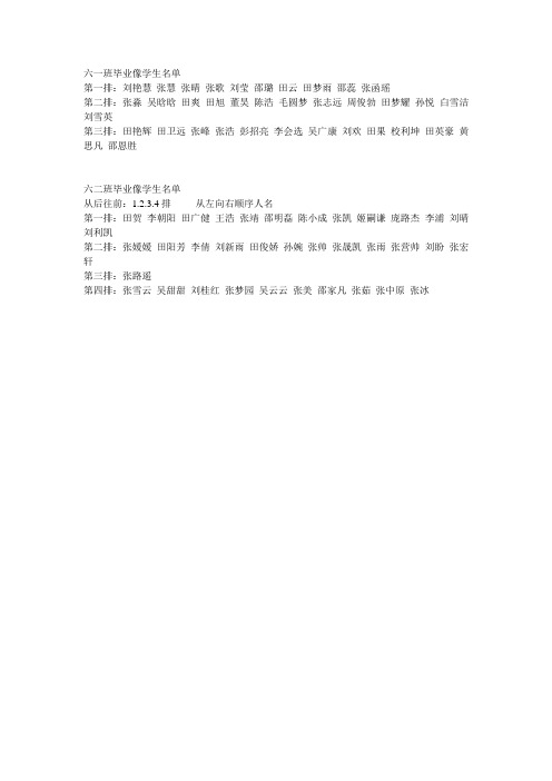 中心小学毕业像学生名单