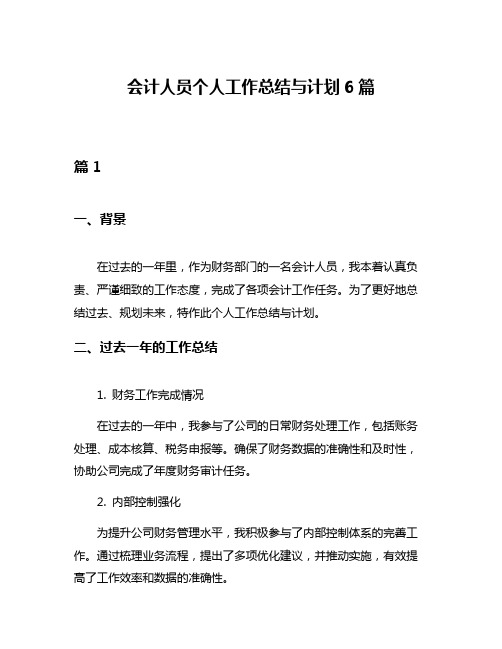 会计人员个人工作总结与计划6篇