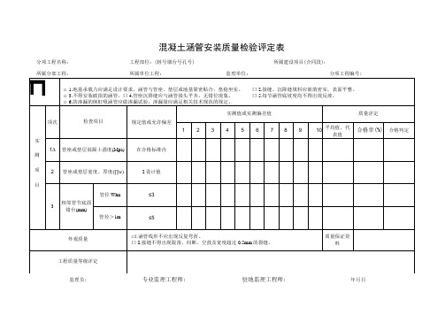 混凝土涵管安装质量检验评定表