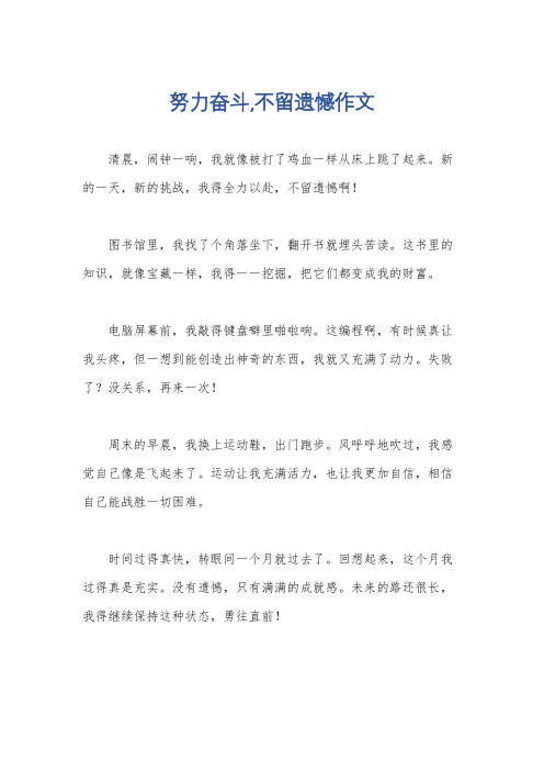 努力奋斗,不留遗憾作文