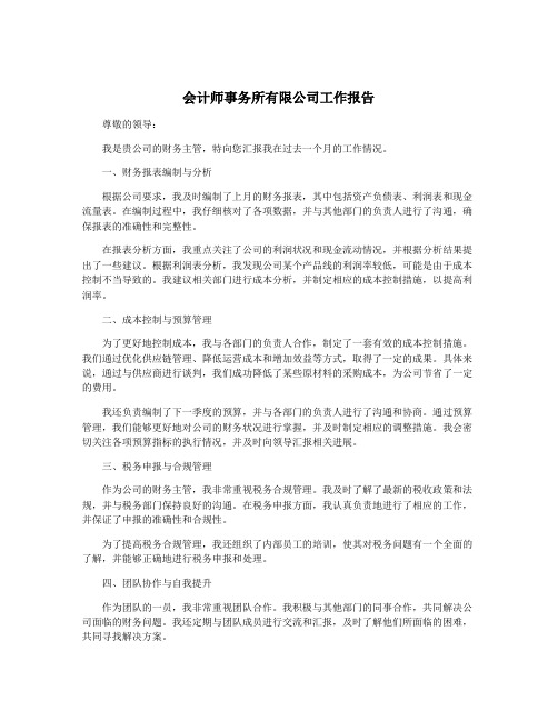 会计师事务所有限公司工作报告