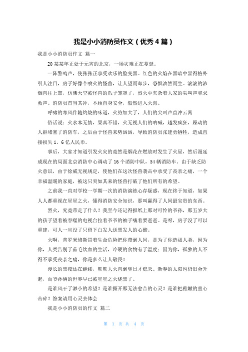 我是小小消防员作文(优秀4篇)