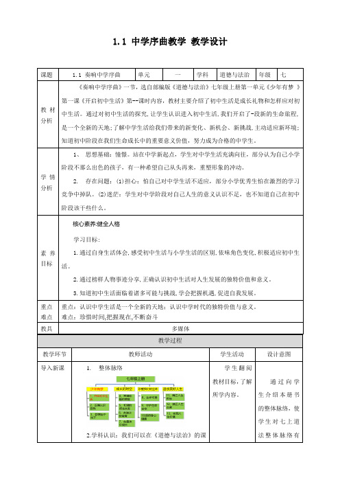 中学序曲教学 教学设计