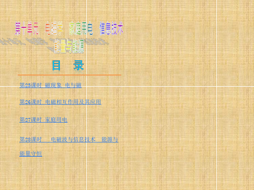 (2014必备)中考物理复习方案 第10单元 电磁学 家庭用电 信息技术能量与能源课件 教科版