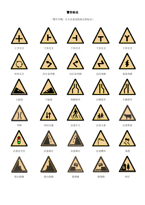 交通警示标志大全