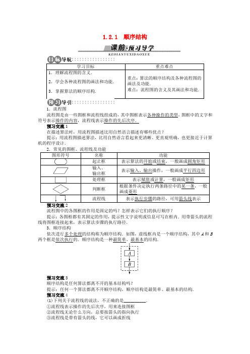 高中数学 1.2.1 顺序结构学案 苏教版必修3-苏教版高中必修3数学学案