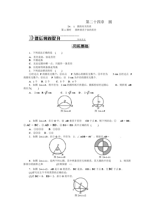 新人教版九年级上册数学《圆》全套课时作业及答案