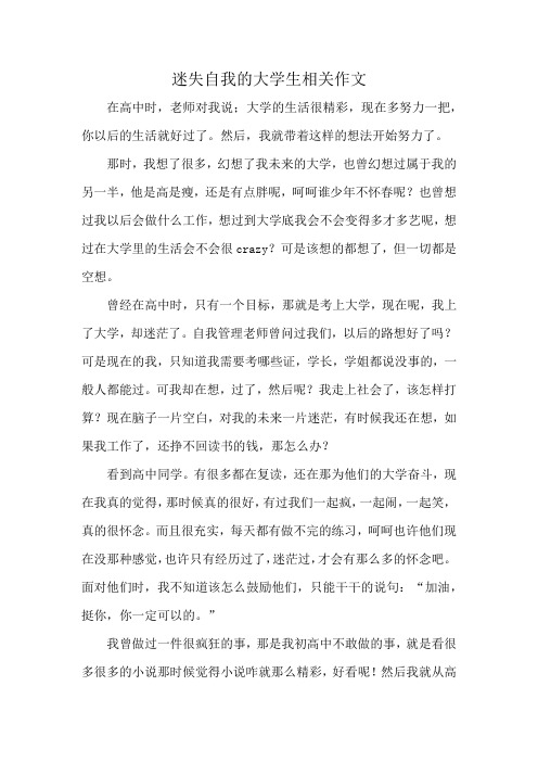 迷失自我的大学生相关作文