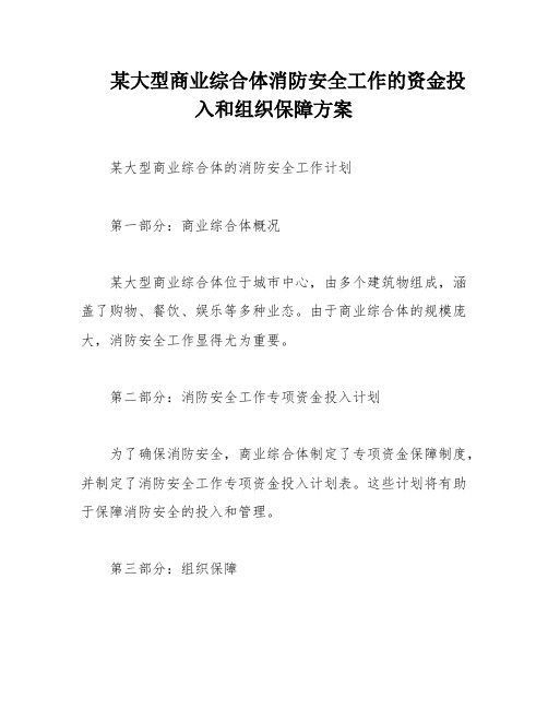 某大型商业综合体消防安全工作的资金投入和组织保障方案