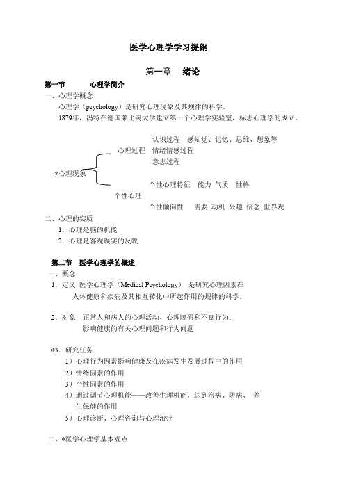 医学心理学 学习题纲