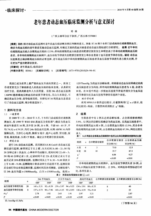 老年患者动态血压临床监测分析与意义探讨