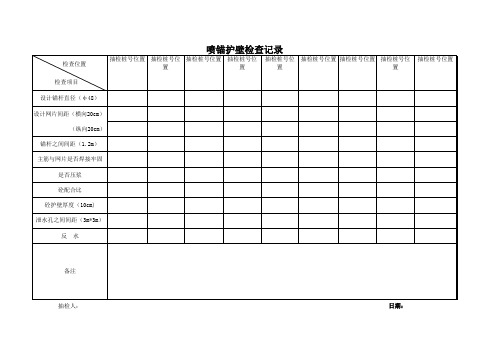 喷锚支护检查表