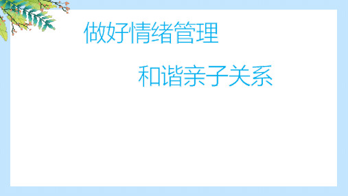 做好情绪管理,和谐亲子关系--家长讲座