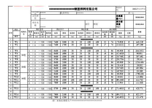 EXCEL 钢筋焊网网片计算表