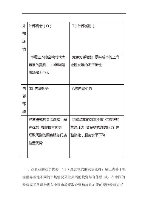 完整版星巴克的SWOT分析