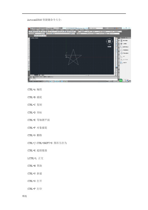 精细版CAD2016快捷键命令大全快捷键技巧.doc