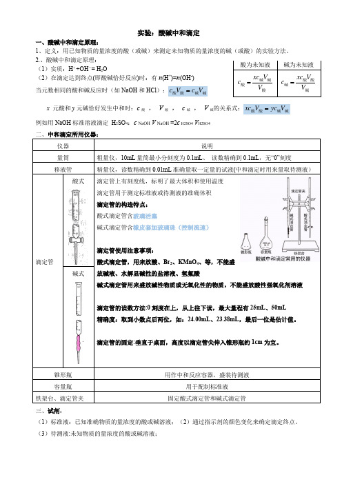 酸碱中和滴定实验