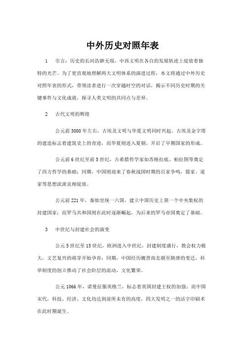 【历史】中外历史对照年表