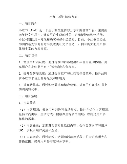 小红书项目运营方案