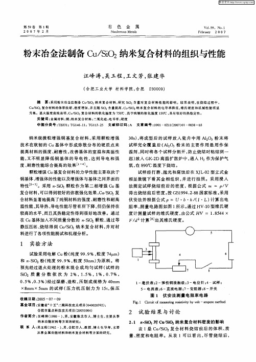 粉末冶金法制备Cu／SiO2纳米复合材料的组织与性能