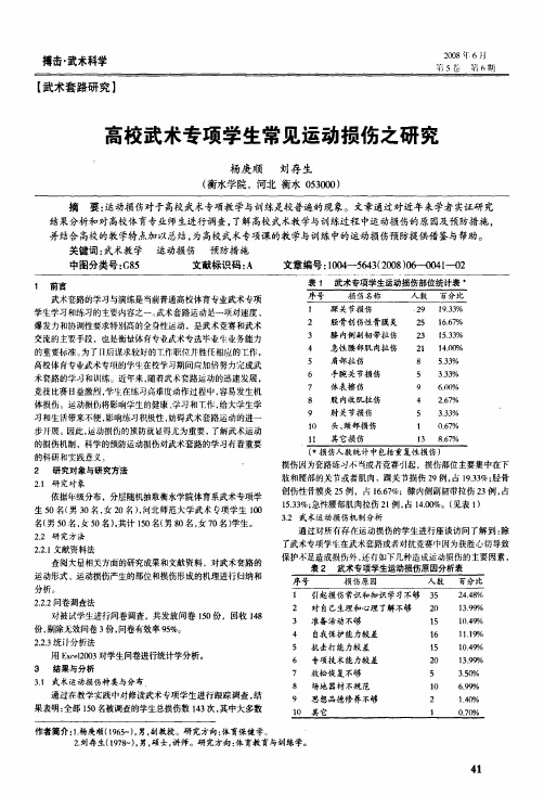 高校武术专项学生常见运动损伤之研究