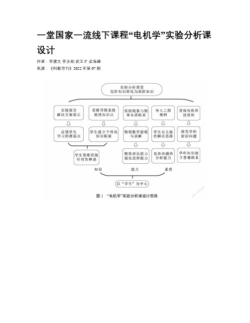 一堂国家一流线下课程“电机学”实验分析课设计