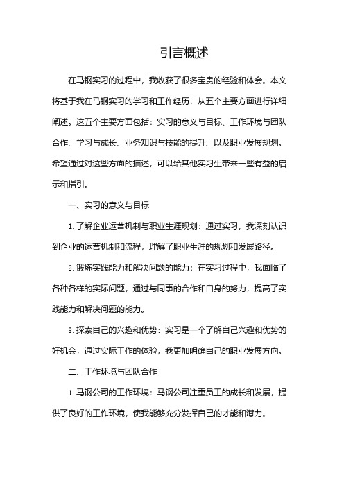 马钢实习的心得体会docx(二)