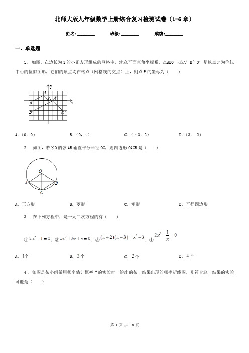 北师大版九年级数学上册综合复习检测试卷(1-6章)