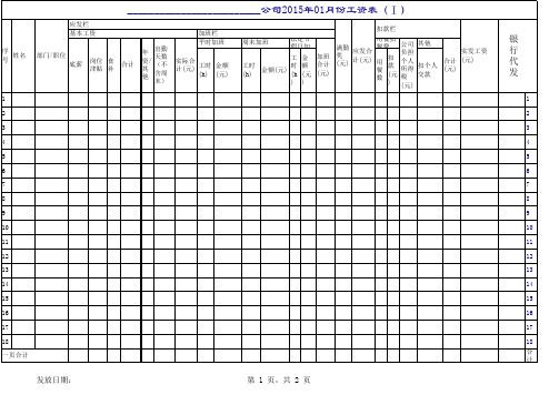 车间生产工资表含公式模板