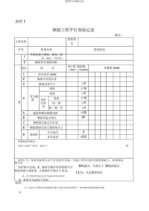 监理平行检验记录