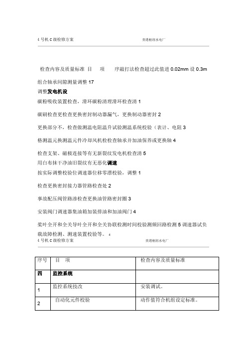 贵港枢纽水电厂水力发电机组C修方案