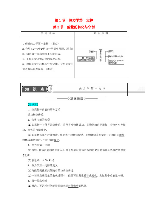 精选高中物理第5章热力学定律第1节热力学第一定律第2节能量的转化与守恒教师用书鲁科版选修3_3