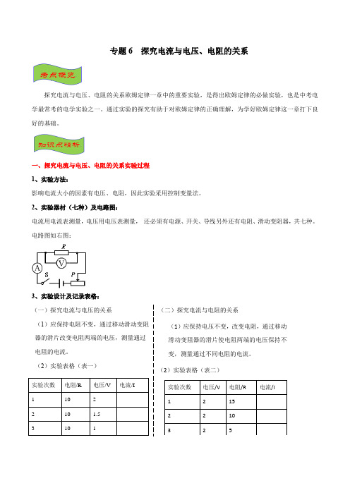 2020高考物理二轮专题复习  专题06 探究电流与电压、电阻的关系(解析版)