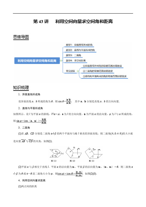 第43讲 利用空间向量求空间角和距离(讲)(解析版)