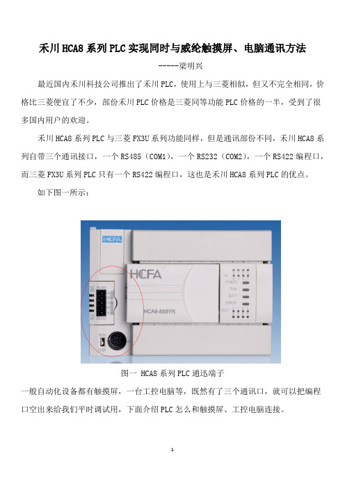 威纶触摸屏与禾川HCA8  PLC通讯端子通讯方法