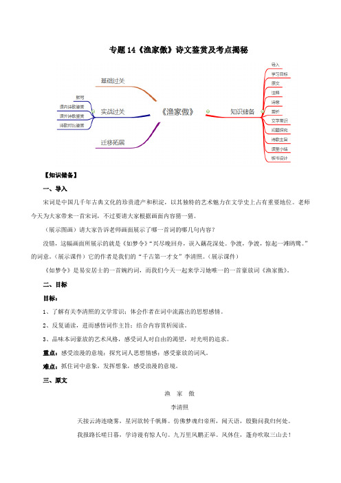 《渔家傲(天接云涛连晓雾)》诗文鉴赏及考点揭秘(解析版)