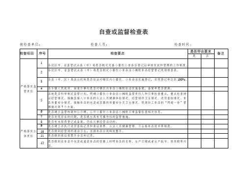 自查或监督检查表