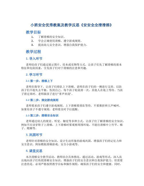 小班安全优秀教案及教学反思《安安全全滑滑梯》