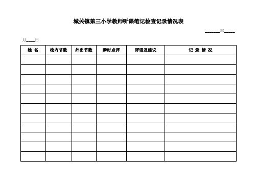 三小教师听课笔记检查记录情况表