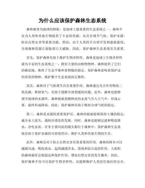 为什么应该保护森林生态系统