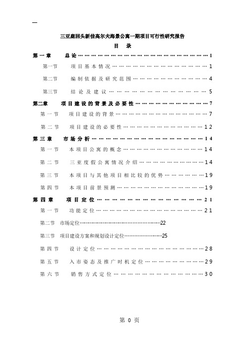 三亚鹿回头新佳高尔夫海景公寓一期项目可行研究报告72页