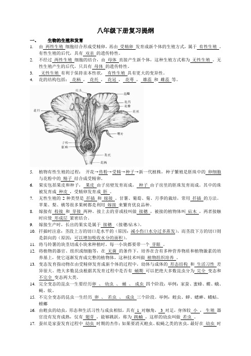 八年级下册复习提纲(答案)