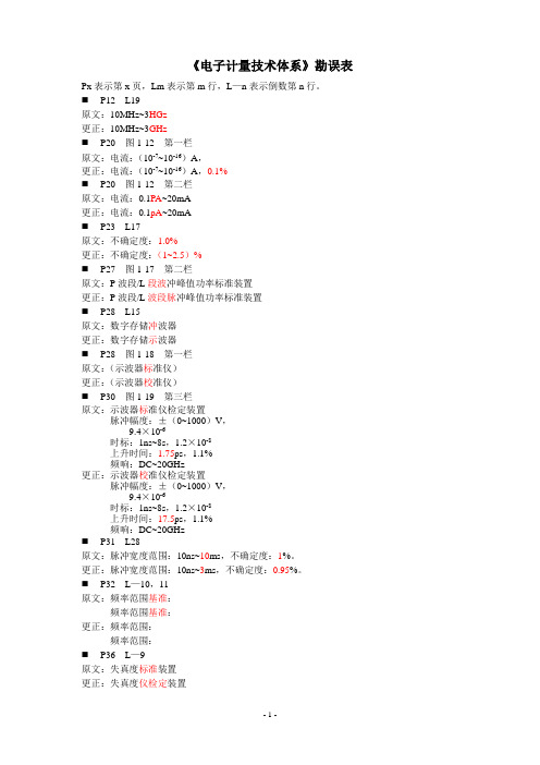 电子计量技术体系勘误表